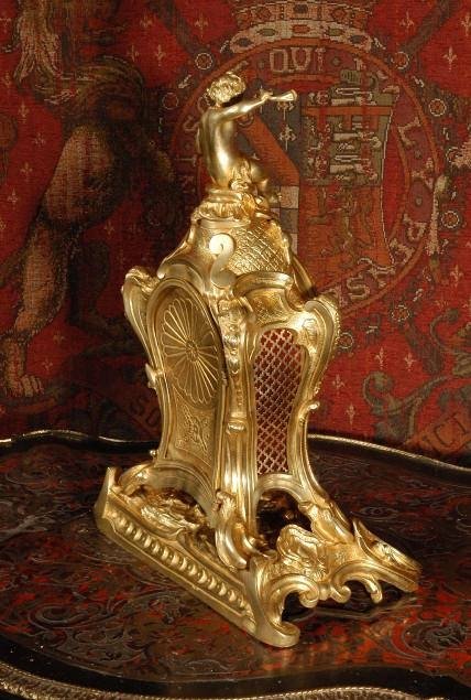 fig 3. ***** SOLD ***** LARGE ANTIQUE FRENCH ROCOCO TABLE CLOCK CHERUB C1870 VG